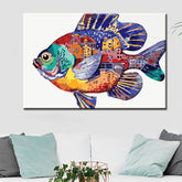 Painting by Numbers Art Animal Colorful Fish with Colorful Houses in its Belly